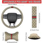KANYO-AUTO Beige Steering Wheel Cover and Cushions