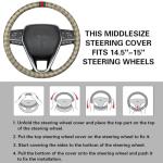 KANYO-AUTO Beige Steering Wheel Cover and Cushions