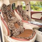 Plush Leopard Car Seat Covers Set - Velvet