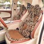 Plush Leopard Car Seat Covers Set - Velvet