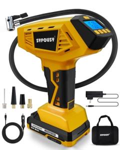 Portable Tire Inflator with Dual Power and Gauge