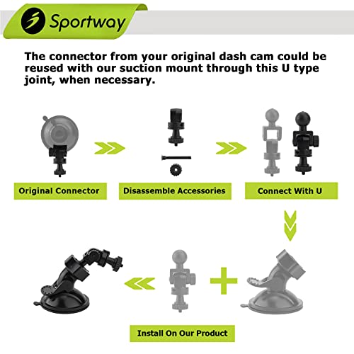 Sportway S10 Pro Suction Cup Dash Cam Mount
