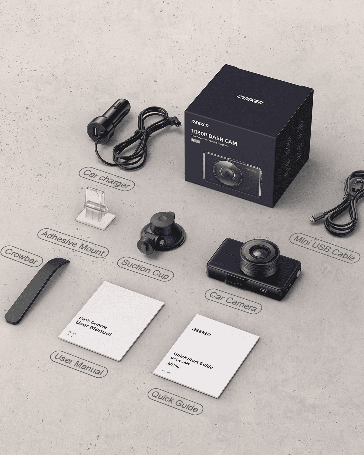 iZEEKER 1080P Dash Cam with Night Vision