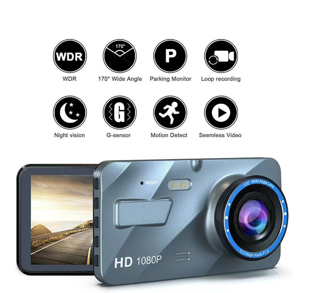 4" Touch Screen Dual Lens Dash Cam 1080P