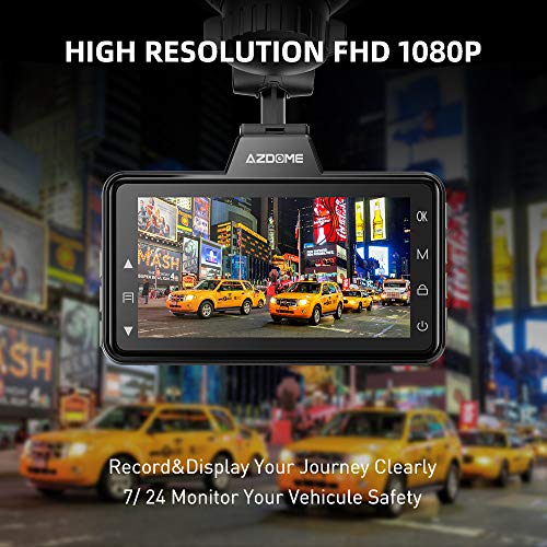 AZDOME 1080P Dual Dash Cam with 64GB Card