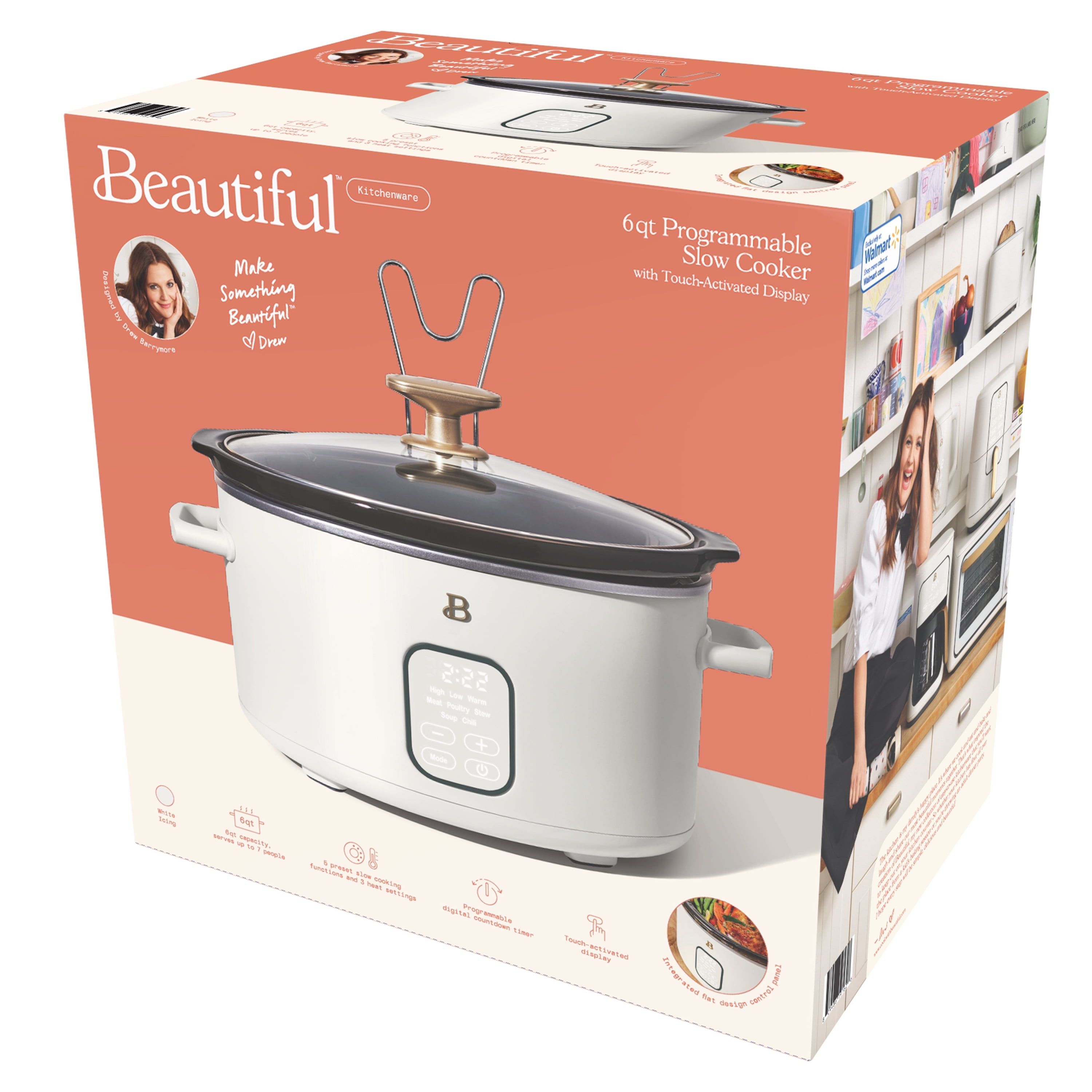 Drew Barrymore 6 Quart White Slow Cooker