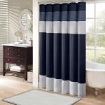 Madison Park Amherst Navy Microfiber Shower Curtain