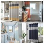 Madison Park Amherst Navy Microfiber Shower Curtain