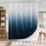Blue Ombre Washable Shower Curtain Set with Hooks
