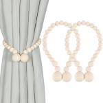Magnetic Wood Bead Curtain Tiebacks - 2 Pack