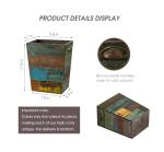 Small Rustic Wood Trash Can with Metal Handles