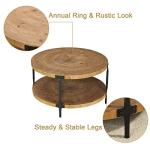 Boho Round Wood Coffee Table - Natural Finish