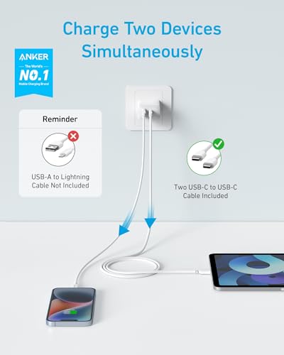 iPhone 15 Anker 20W Dual Port Wall Charger