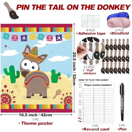 Mexican Fiesta Pin the Tail Party Game