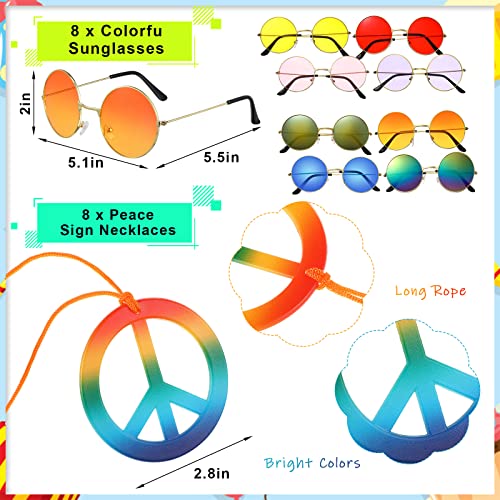 Hippie Costume Set with Necklaces, Headbands, Sunglasses