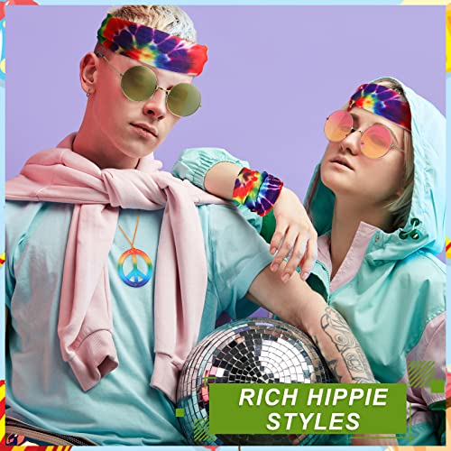 Hippie Costume Set with Necklaces, Headbands, Sunglasses