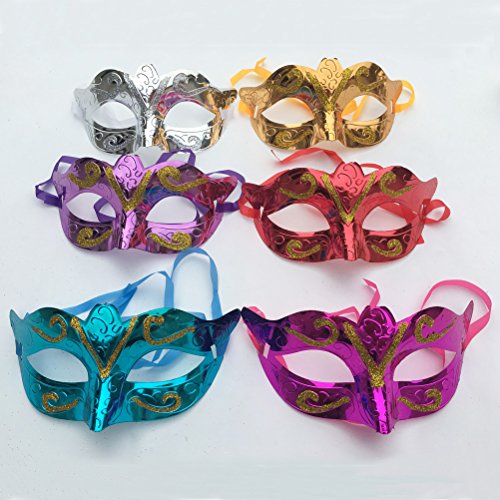 Gold Party Masks - Pack of 12 for Mardi Gras