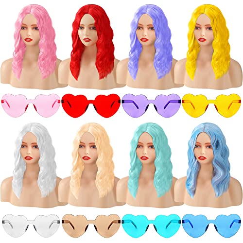 Colorful Wig Set with Sunglasses for Parties