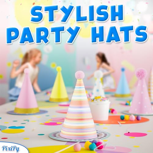 Colorful Cone Birthday Party Hats - 10 Pack