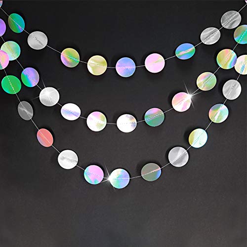 Iridescent Glitter Circle Garlands for Party Decor