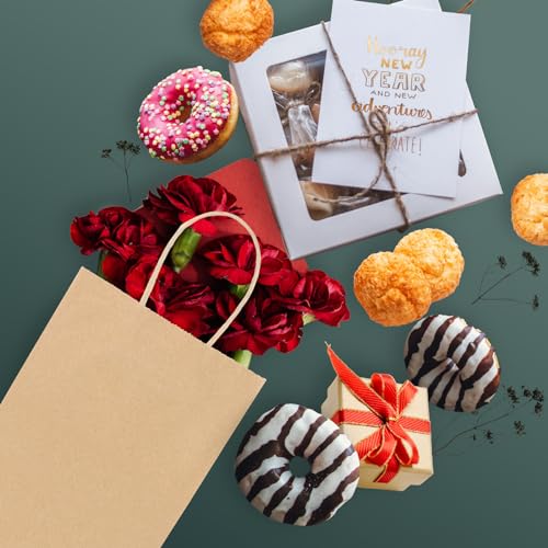 Brown Kraft Gift Bags with Handles - 50 Pcs