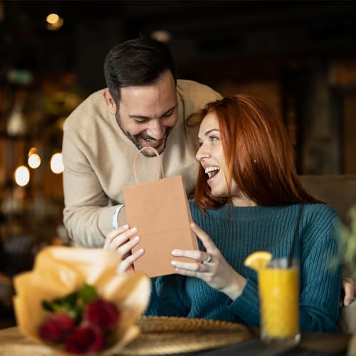 Brown Kraft Gift Bags with Handles - 50 Pcs