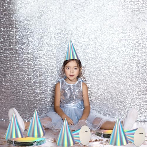 Iridescent Rainbow Party Hats - 48 Pack