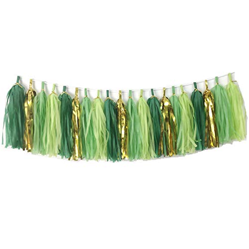 Green Tissue Paper Tassel Garland for Parties