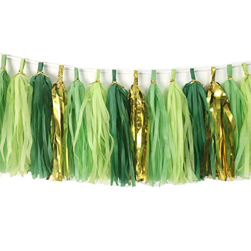 Green Tissue Paper Tassel Garland for Parties