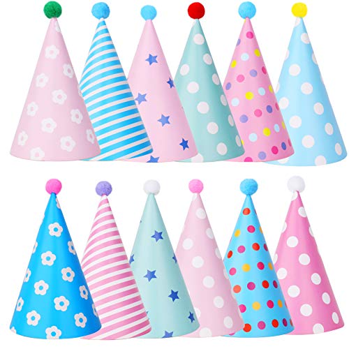 Birthday Party Cone Hats, 12 Pack