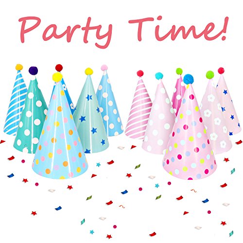 Birthday Party Cone Hats, 12 Pack