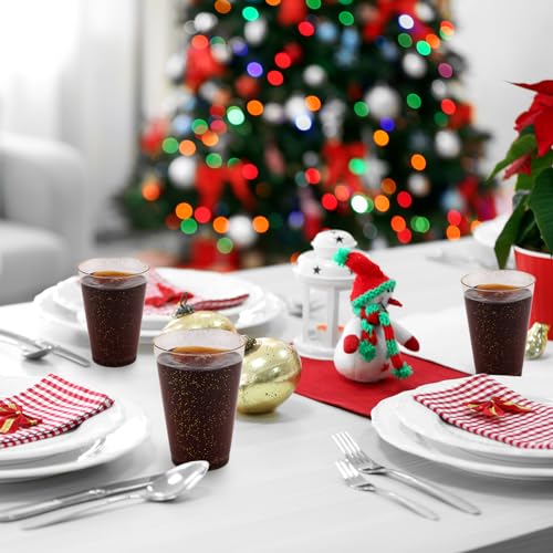 50 Pack Gold Glitter Disposable Plastic Cups