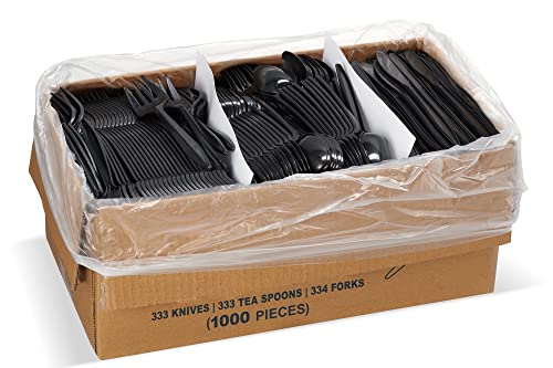 Black Disposable Cutlery Set, 1,000 Pieces