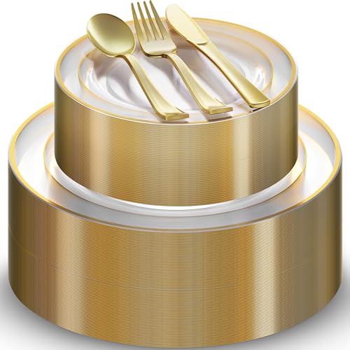 Gold Disposable Dinnerware Set for 25 Guests