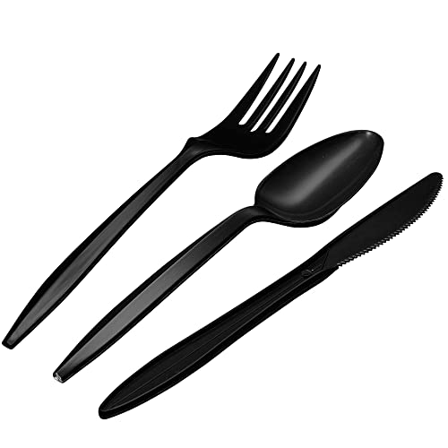 Black Disposable Cutlery Set, 1,000 Pieces
