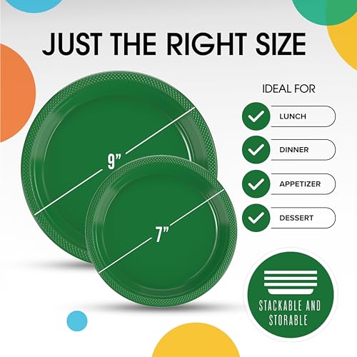 Green Plastic Dinner and Dessert Plates Combo Pack