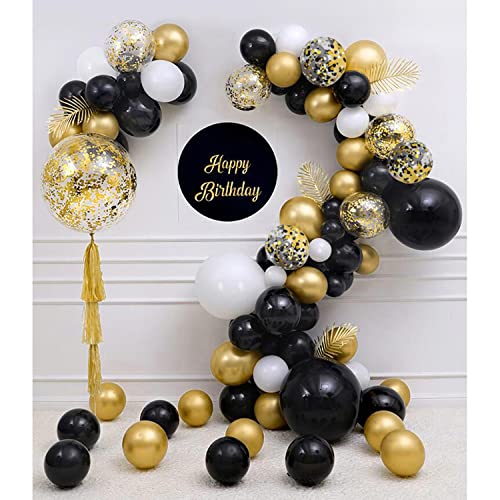 Black Gold Confetti Balloons - 50 Pack