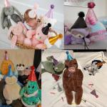 10 Pack Glitter Cone Party Hats with Pom Poms