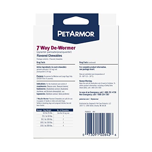 PetArmor 7 Way De-Wormer Chewables for Dogs