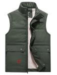 Men's Warm Fleece-Lined Puffer Vest in Army Green