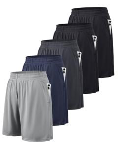 Men's Quick-Dry Sport Shorts with Pockets - 5 Pack