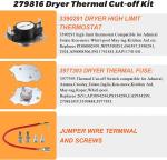 Dryer Heating Element and Thermostat Kit for Whirlpool