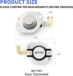 3 Pack Dryer Thermostat for Whirlpool Kenmore Maytag