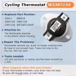 3387134 Thermostat & 3392519 Thermal Fuse for Dryers