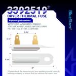 BlueStars 3392519 Dryer Thermal Fuse for Kenmore