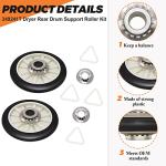 Beaquicy Dryer Rear Drum Support Roller Kit