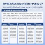 W10837625 Dryer Motor Pulley for Whirlpool & Kenmore