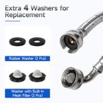 4 FT Stainless Steel Washing Machine Hoses, 2 Pack