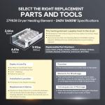 TOPDC 279838 Dryer Heating Element Kit for Whirlpool