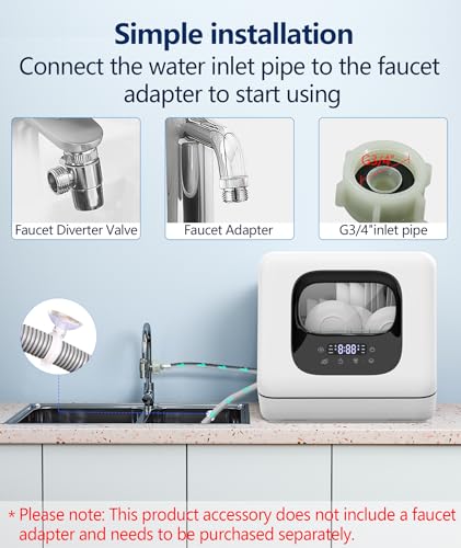 Joy Pebble Portable Countertop Dishwasher with 5 Programs